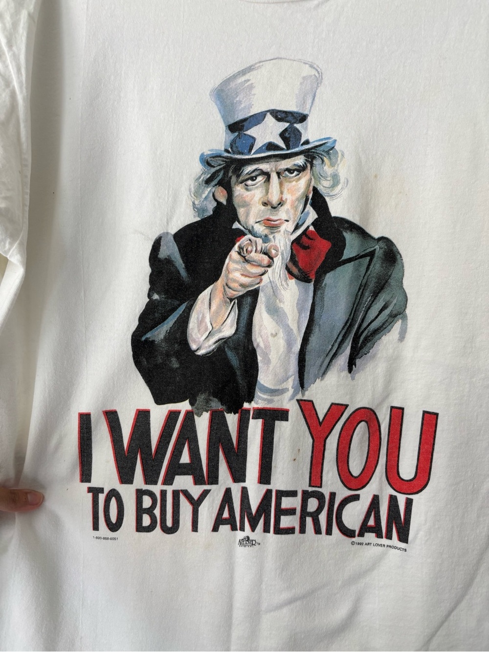 Vintage 90s Anvil Uncle Sam "I Want You To Buy American" Patriotic Tshirt - XL